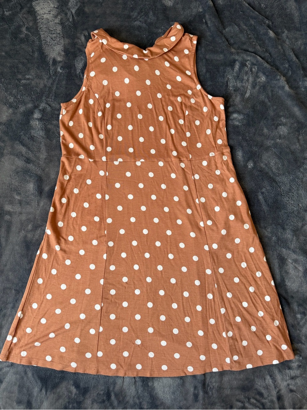 Isaac Mizrahi Women’s Polka Dot Sleeveless Dress Brown Size LP Large Petite.